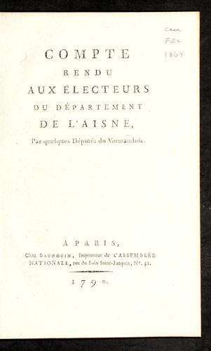 Compte rendu aux e lecteurs du de partement de l'Aisne