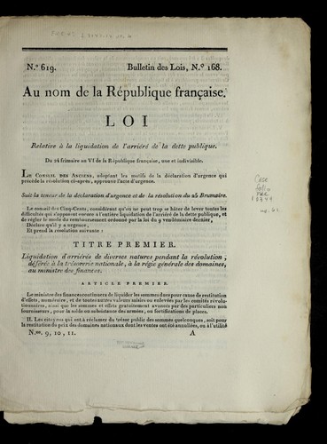 Loi relative a   la liquidation de l'arrie re  de la dette publique