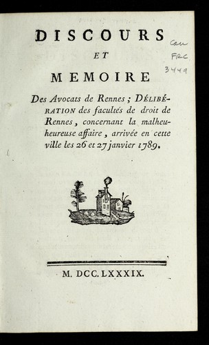Discours et memoire by Rennes (France) cover