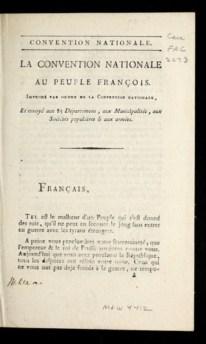 ... La Convention nationale au peuple francais by France. Convention nationale cover