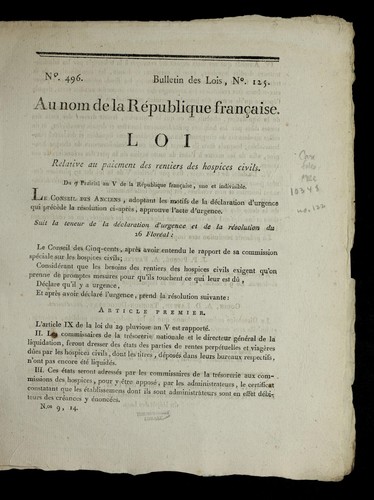 Loi relative au paiement des rentiers des hospices civils by France cover