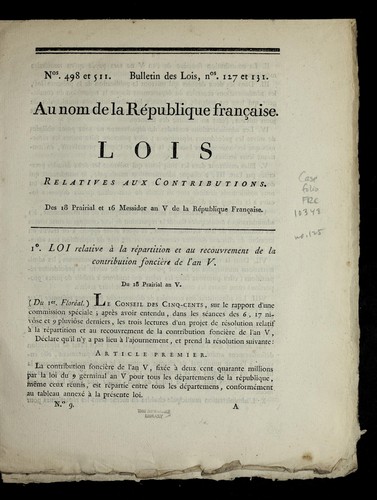 Lois relatives aux contributions by France cover
