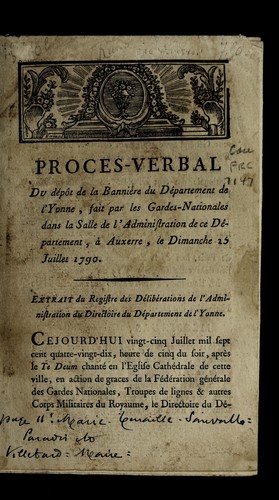 Proces-verbal by Yonne (France) cover
