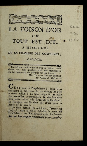 La toison d'or by Versailles (France) cover