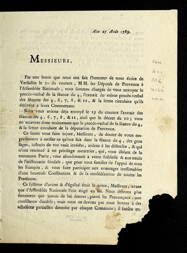 [Circular letter on politics in Provence] by Provence (France) cover