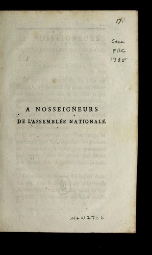 A nosseigneurs de l'Assemble e nationale by Bernay (France) cover