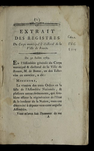 Extrait des registres by Rouen (France) cover