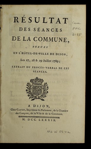 Re sultat des se ances by Dijon (France) cover
