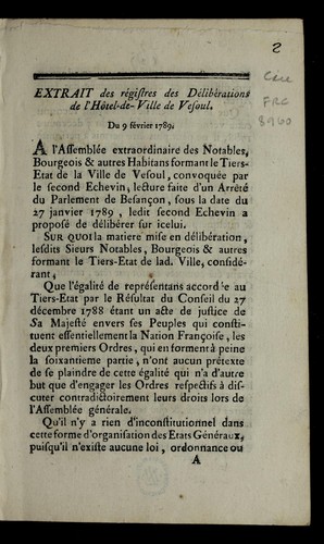 Extrait des re gistres des de libe rations by Vesoul (France) cover