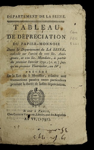 ... Tableau de de pre ciation du papier-monnoie