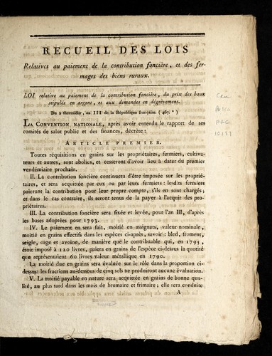 Recueil des lois relatives au paiement de la contribution fonci`ere by France cover