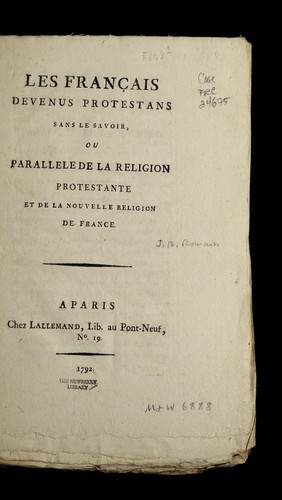 Les Français devenus protestans sans le savoir by J. B. Romain cover