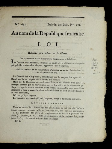 Loi relative aux arbres de la liberte by France cover