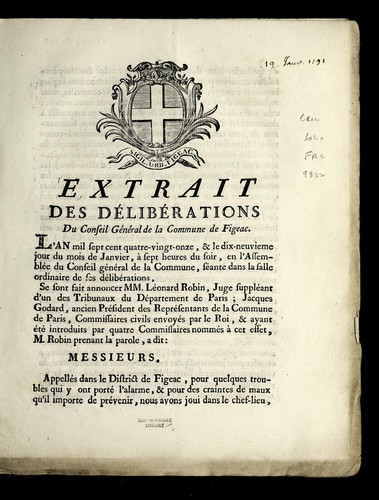 Extrait des de libe rations by Figeac (France) cover