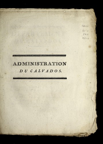 Administration du Calvados by Calvados (France) cover