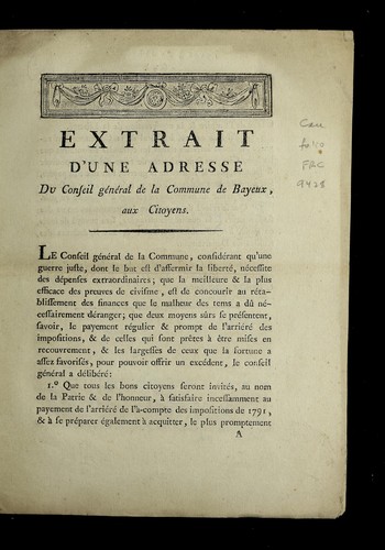 Extrait d'une adresse by Bayeux (France) cover
