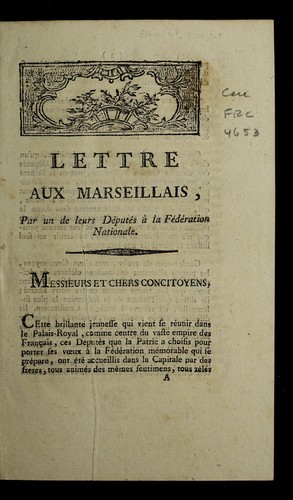 Lettre aux Marseillais by Marseille (France) cover