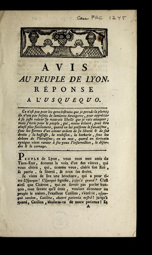Avis au peuple de Lyon