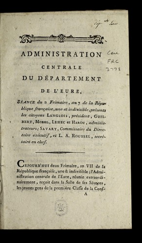 Administration centrale du de partement de l'Eure by Eure (France) cover