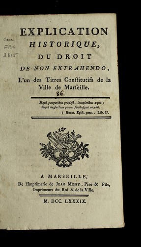 Explication historique, du droit De non extrahendo