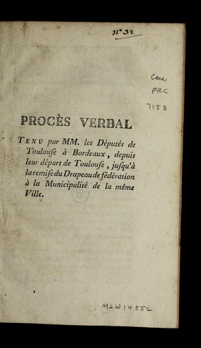 Proce  s verbal by Toulouse (France) cover
