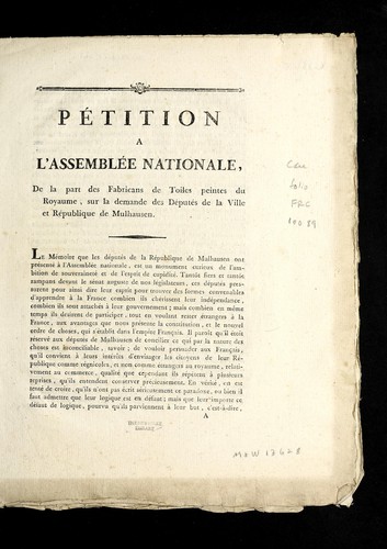 Pe tition a l'Assemble e nationale by Mulhouse (France) cover