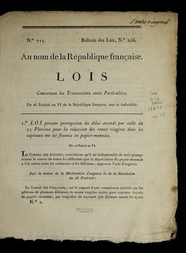 Lois concernant les transactions entre particuliers by France cover