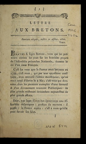 Lettre aux Bretons by Brittany (France) cover