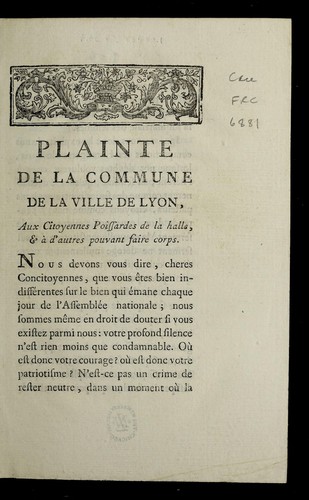 Plainte by Lyon (France) cover