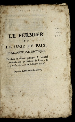 Le fermier et le juge de paix by Lyon (France) cover