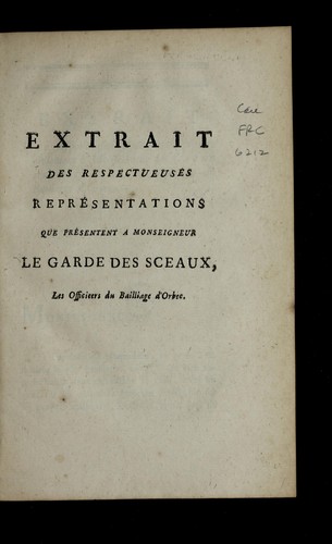 Extrait des respectueuses repre sentations by Orbec (France) cover