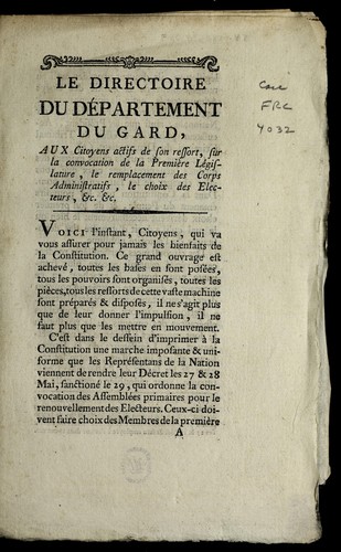 Le directoire du de partement du Gard by Gard (France) cover