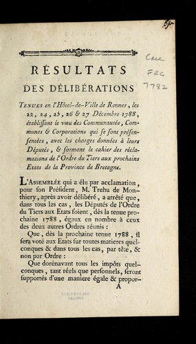 Re sultats des de libe rations by Rennes (France) cover