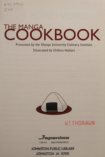 The manga cookbook by Yoko Ishihara, The Manga University Culinary Institute, Chihiro Hattori cover