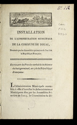 Installation de l'administration municipale de la commune de Douai by Douai (France) cover