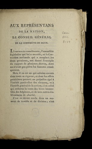 Aux repre sentans de la nation by Dijon (France) cover