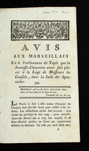 Avis au Marseillais by Marseille (France) cover