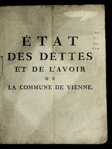 E tat des dettes et de l'avoir by Vienne (France) cover