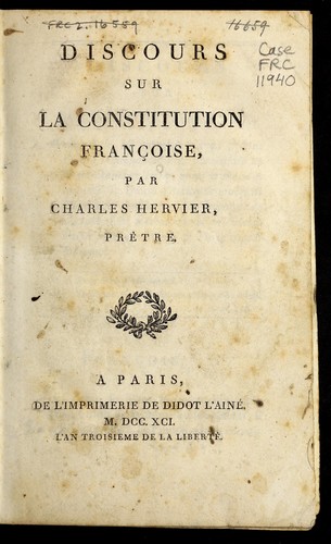 Discours sur la Constitution franc ʹ ʹoise by Charles Hervier cover