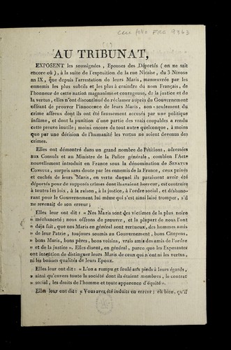 Au Tribunat by France. Tribunat cover