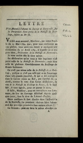 Lettre d'un abonne by Normandy (France) cover