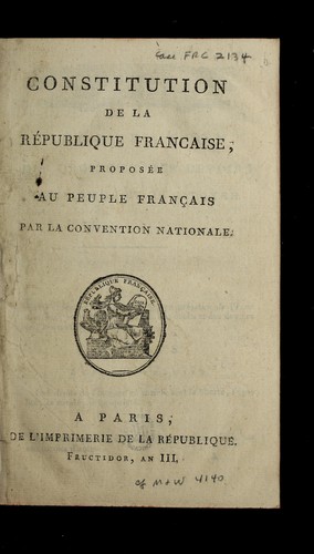 Constitution de la Re publique francaise [sic] by France cover