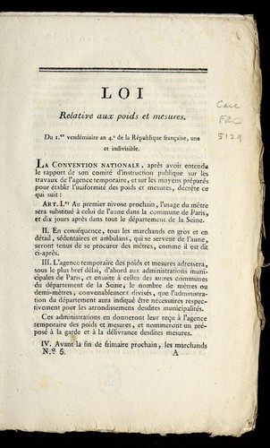 Loi relative aux poids et mesures by France cover