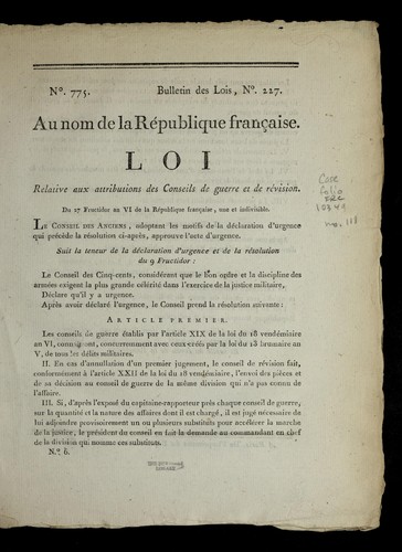 Loi relative aux attributions des conseils de guerre et de re vision by France cover