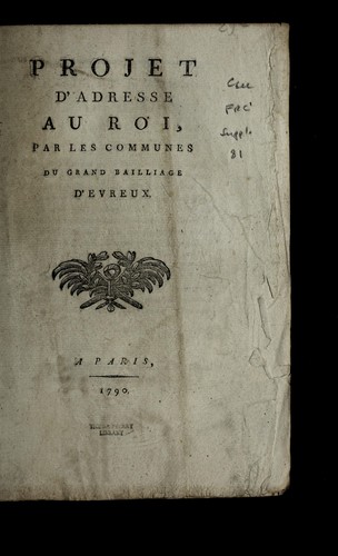 Projet d'adresse au roi by Evreux (France) cover