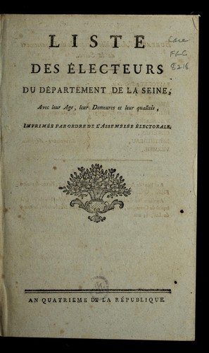 Liste des e lecteurs du de partement de la Seine by Seine (France) cover