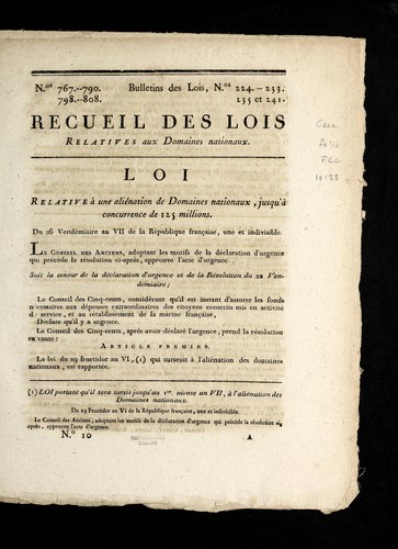 ... Recueil des lois relatives aux domaines nationaux by France cover