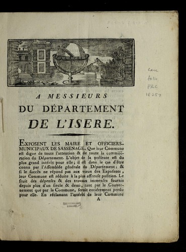 A messieurs du de partement de l'Isere by Sassenage (France) cover
