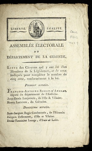 ... Assemble e e lectorale du de partement de la Gironde by Gironde (France) cover