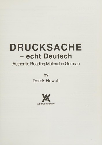 Drucksache echt Deutsch by Derek Hewett cover